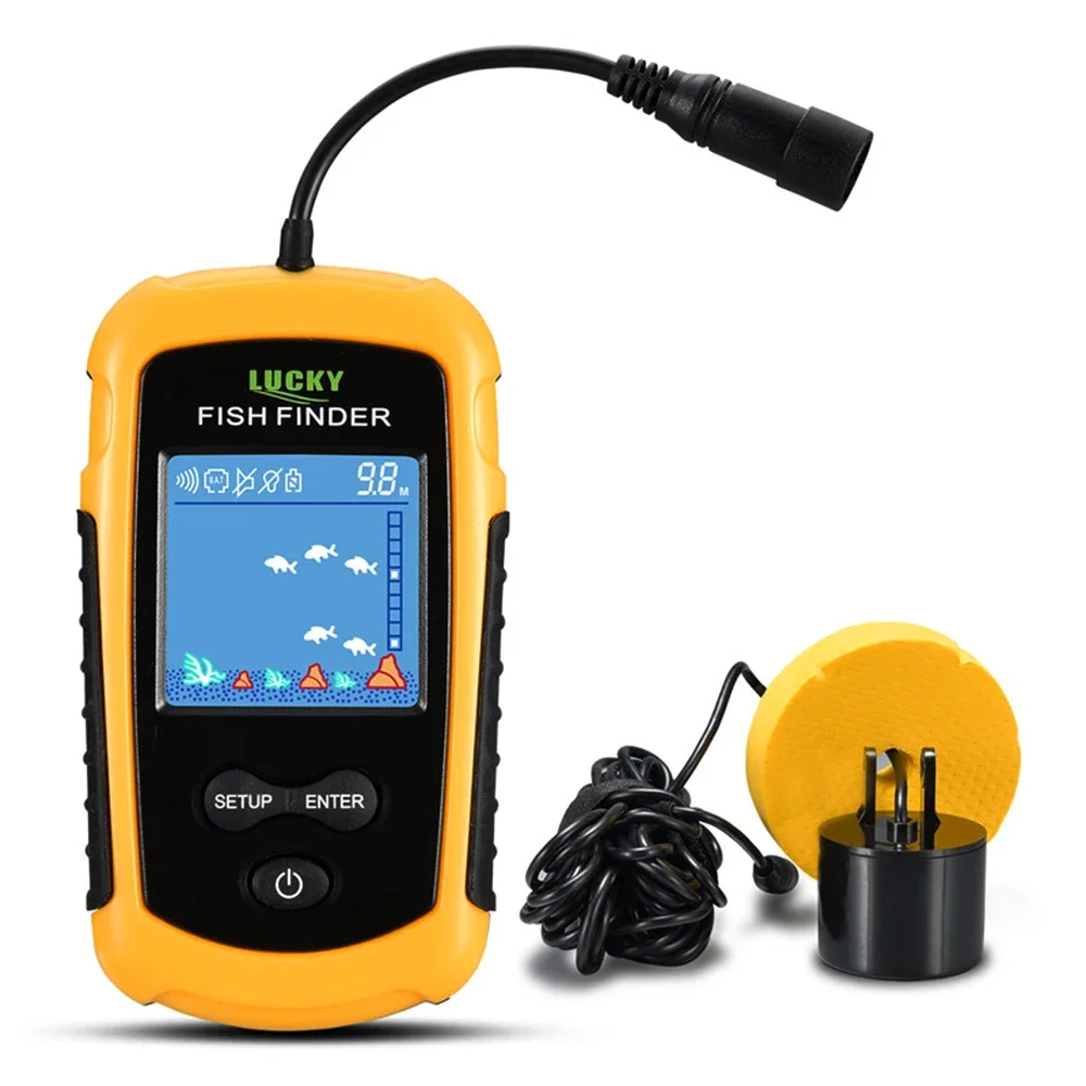 Fishing Depth Finder - ラッキー液晶カラースクリーンポータブル有線魚群探知機 100 メートルの深さ範囲ソナーエコーサウンダー魚群探知機釣りファインダー