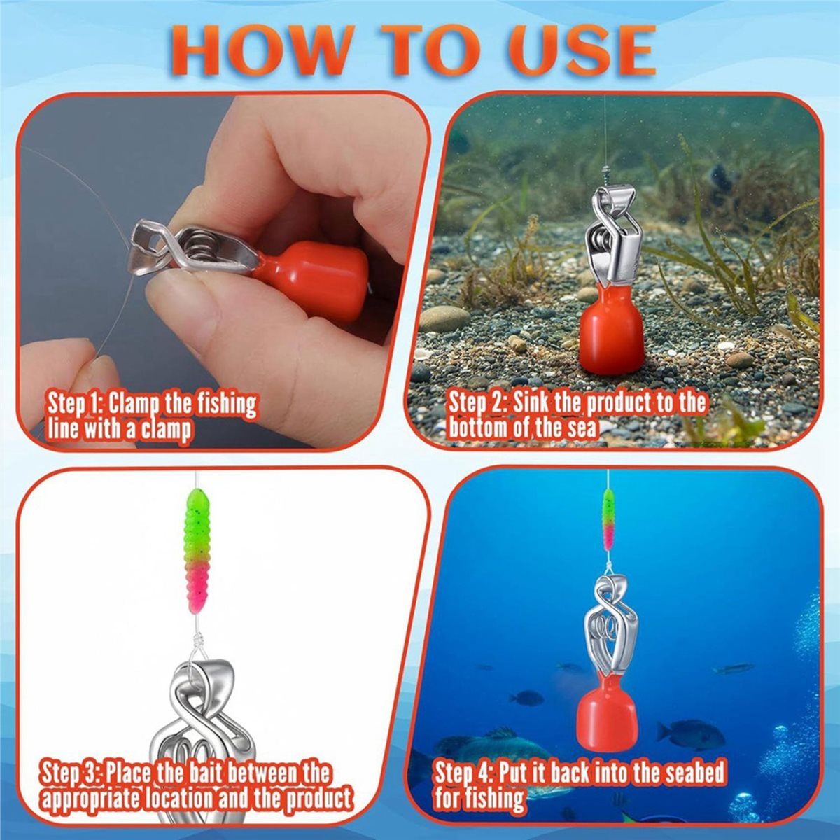 Fishing Depth Finder - 618メガセール4パック深度計 氷上釣り用ポータブル深度計 クリップ式水深計 海、湖、川用