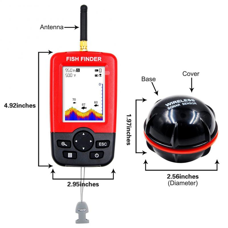 ポータブル深水魚群探知機、100Mソナーセンサー搭載、ワイヤ - Fishing Depth Finder のレビューと価格