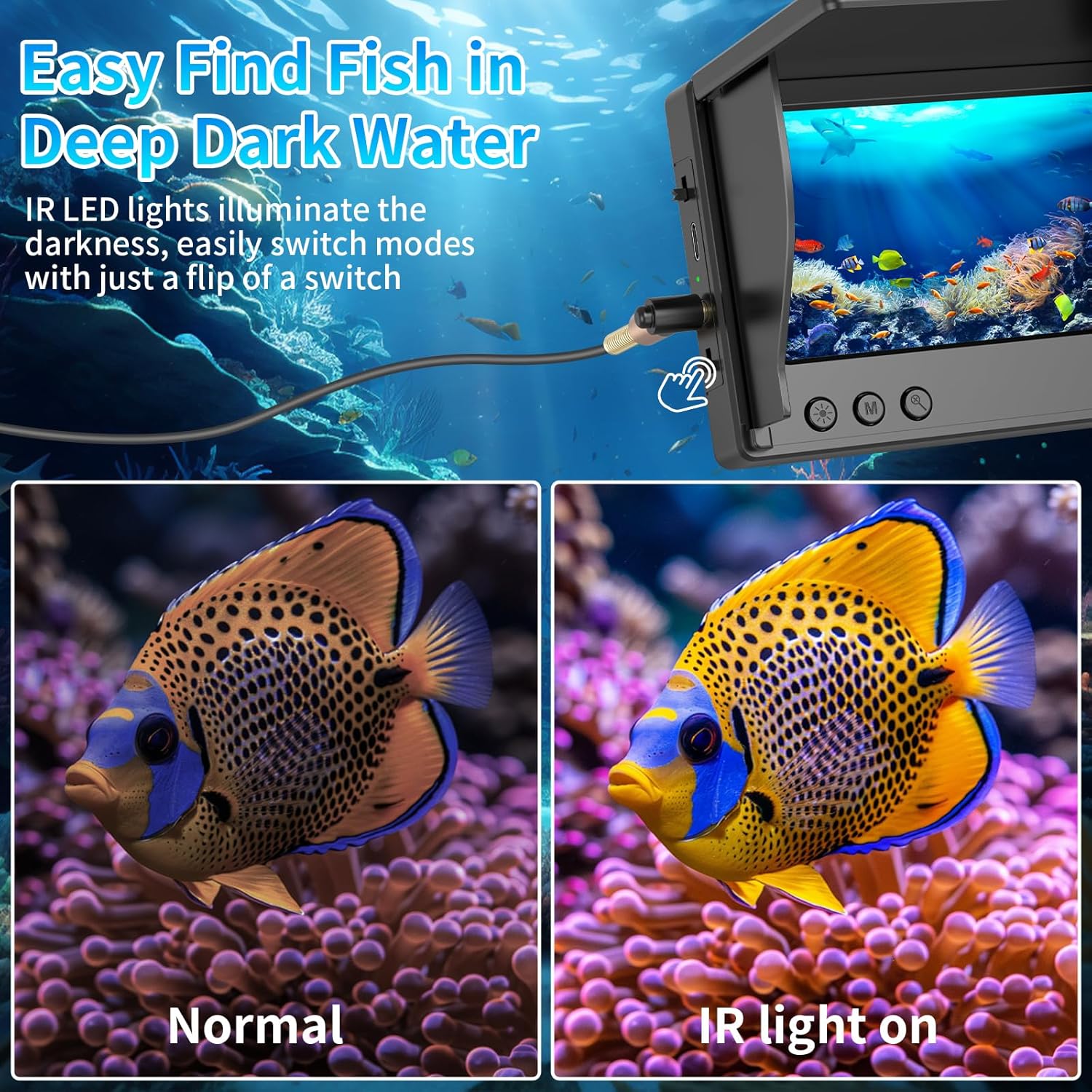 ポータブル魚群探知機 水中ハンドヘルド 1080P 4.3イ - Fishing Depth Finder のレビューと価格