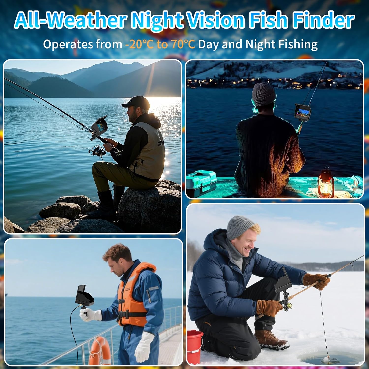 ポータブル魚群探知機 水中ハンドヘルド 1080P 4.3イ - Fishing Depth Finder のレビューと価格