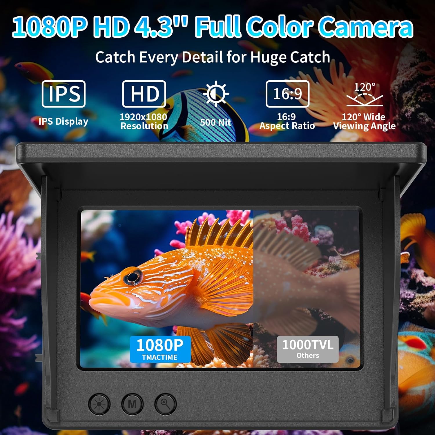 ポータブル魚群探知機 水中ハンドヘルド 1080P 4.3イ - Fishing Depth Finder のレビューと価格